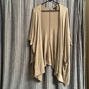 Susan Graver Reg Weekend Jersey Knit Relaxed Cardigan (Silver-Medium)